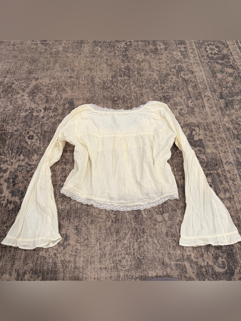ASOS DESIGN Ivory Cotton Lace Boho Peplum Blouse US 12 Large Coastal Lagenlook - Picture 4 of 10